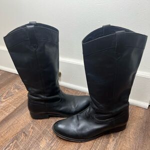 Frye Black Melissa 3471447 Pull On Mid Calf Leather Western Boots Size 8B